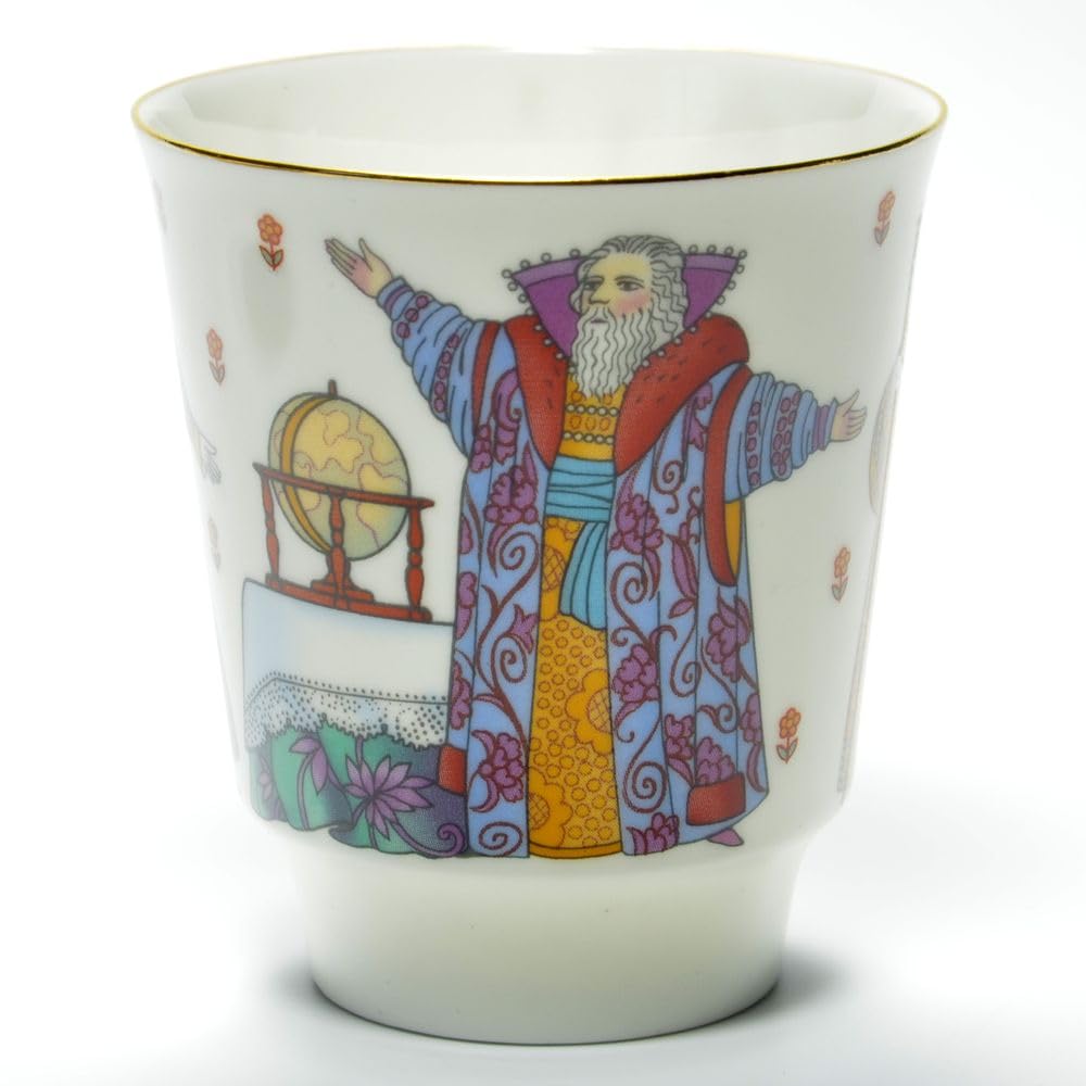 Lomonosov Porcelain Bone China Tea Set Cup, Saucer and Cake Plate Tsar Feodor Ioannovich 5.6 oz/165 ml, White, Blue, Red