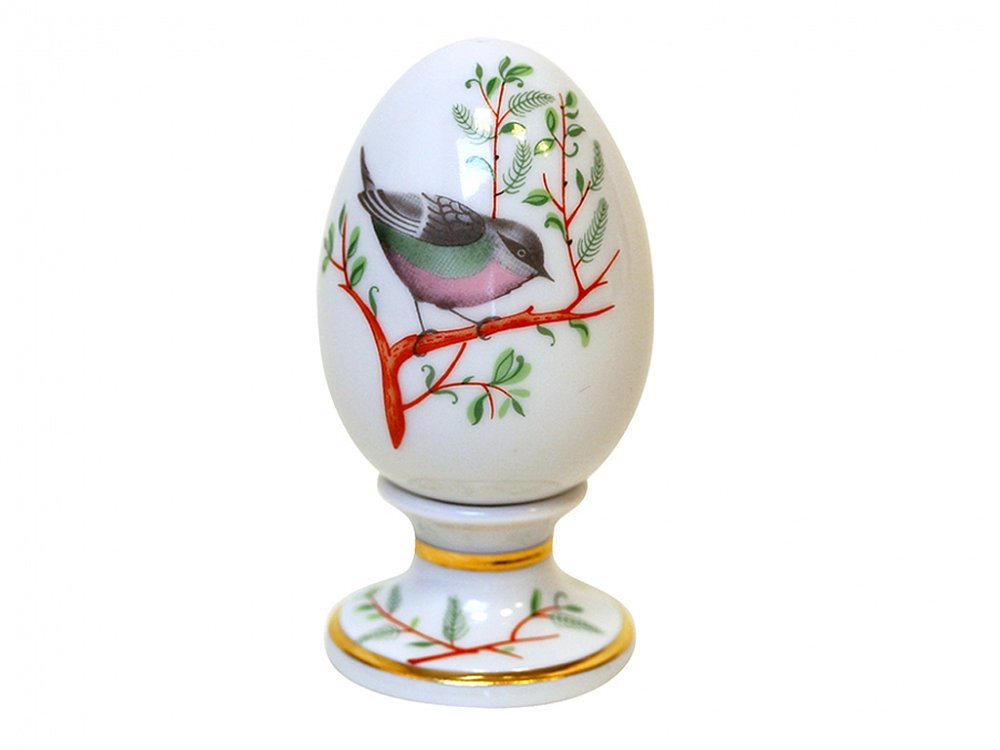 Easter Egg on Stand Chiffchaff Bird Lomonosov Imperial Porcelain Factory