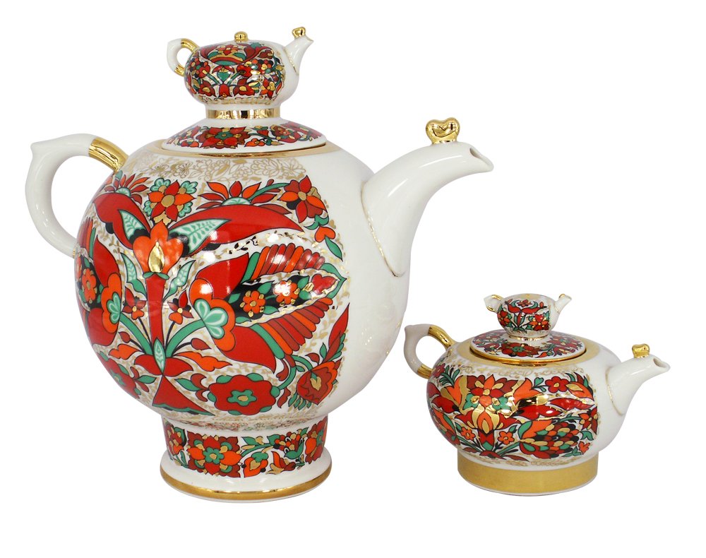 Lomonosov Porcelain TeaPots Red Rooster - 2 pieces (Big and Small)