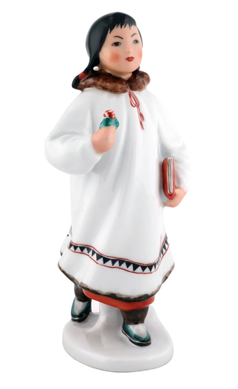 Eskimo Girl with Flower Lomonosov Porcelain Collectible Figurine
