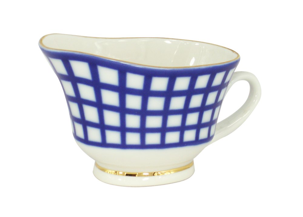 Lomonosov Porcelain Cobalt Cell Large Gravy Boat 6.76 fl.oz/200 ml