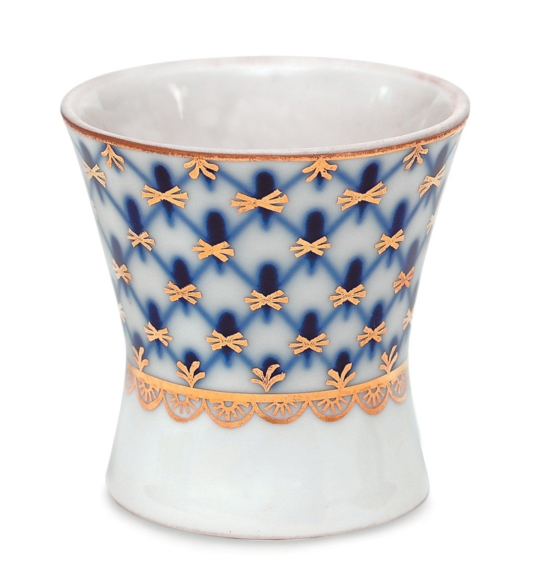 Cobalt Net Egg Cup. Imperial Porcelain Factory. 22k Gold