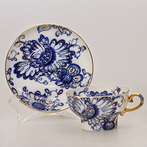 Singing Garden Teacup w/ Saucer. 7.8 Fl Oz. 22k Gold. Porcelain