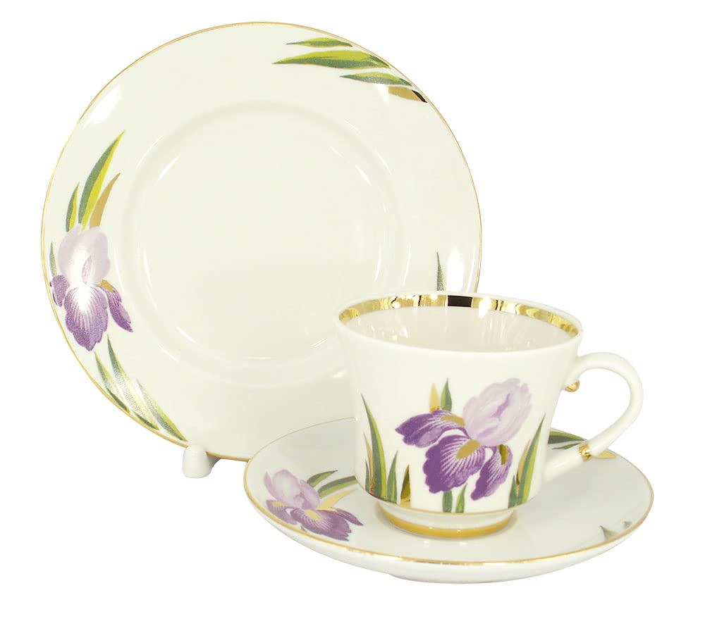 Lomonosov Porcelain Tea Cup Set 3pc Banquet IRIS 7.4 oz/220 ml