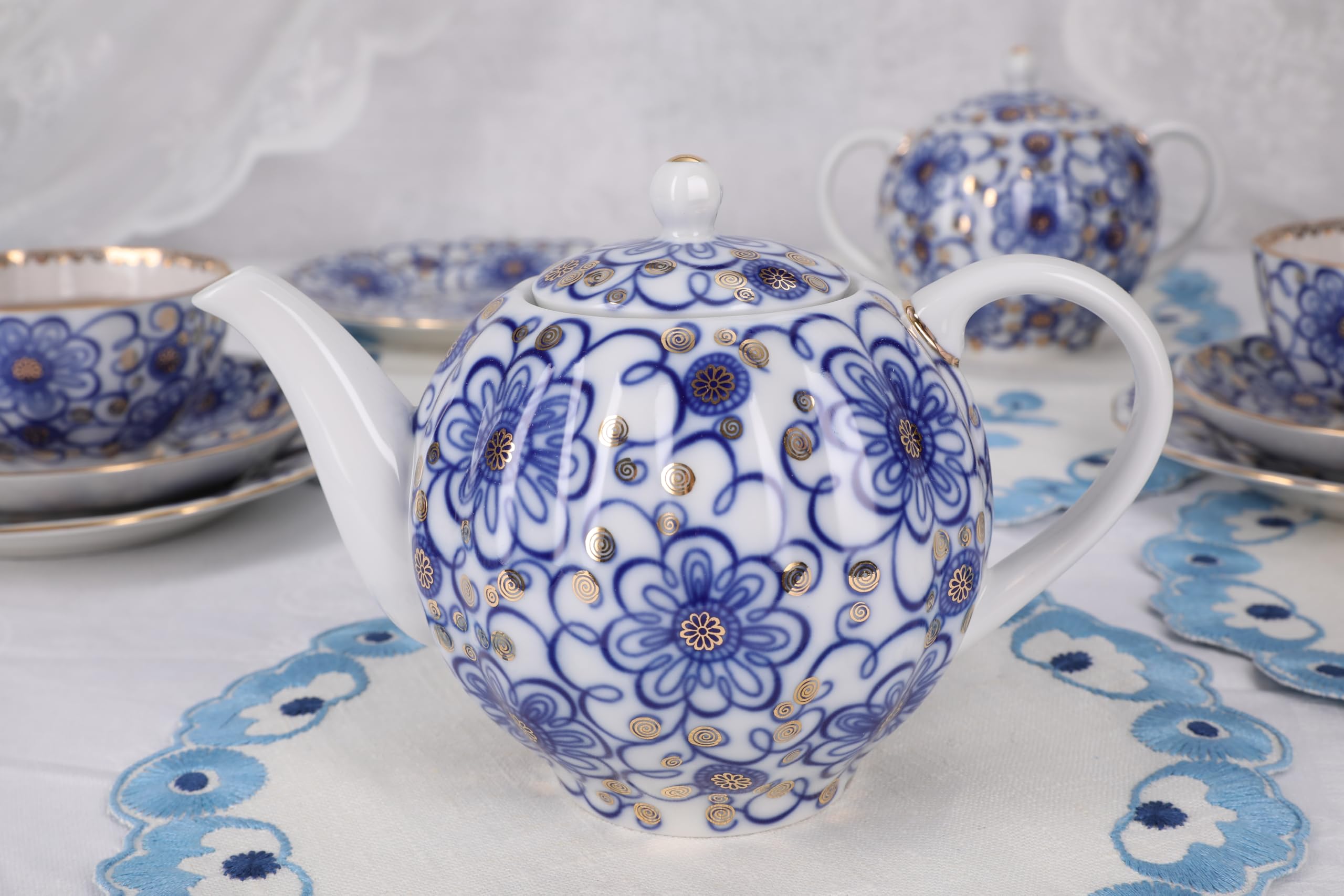 Lomonosov Porcelain Tea Set Floral Pattern Bindweed 20 pcs