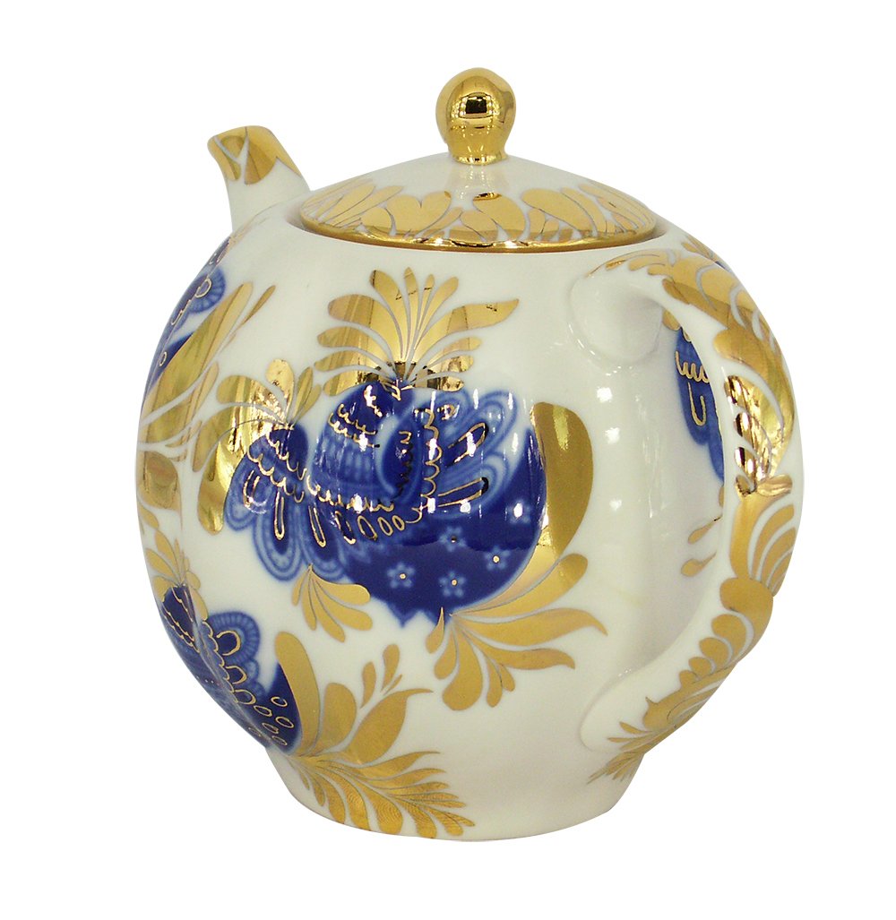 Lomonosov Porcelain Teapot Tulip Golden Garden 3 Cups 20 oz/600 ml
