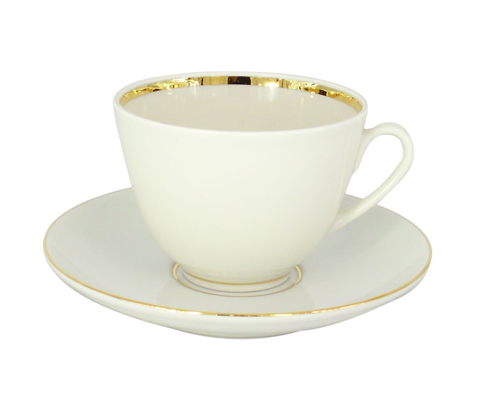 Lomonosov Imperial Porcelain Tea Set 2pc Cup and Saucer Snow White Spring 7.8 oz/230 ml