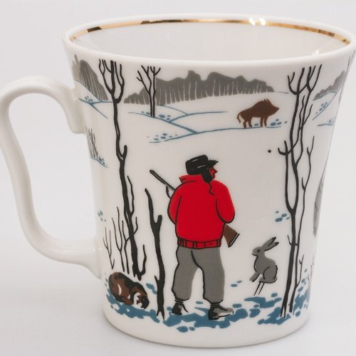 Imperial / Lomonosov Porcelain Mug w/ Saucer "Knock 'Em Dead"