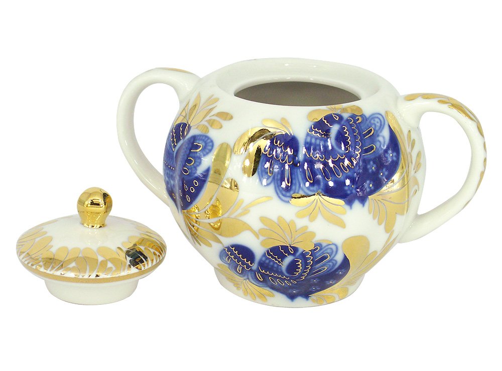 Lomonosov Porcelain Sugar Bowl Tulip Golden Garden 15 oz/450 ml