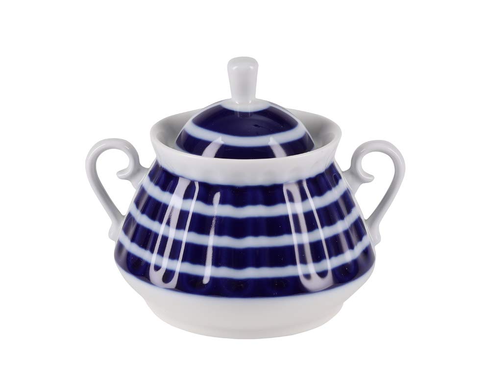 Lomonosov Porcelain Tea Set Blue Stripes 14 items for 6 persons
