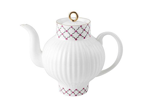 Lomonosov Porcelain Pink Net Wave Bone China Tea Set 20pc