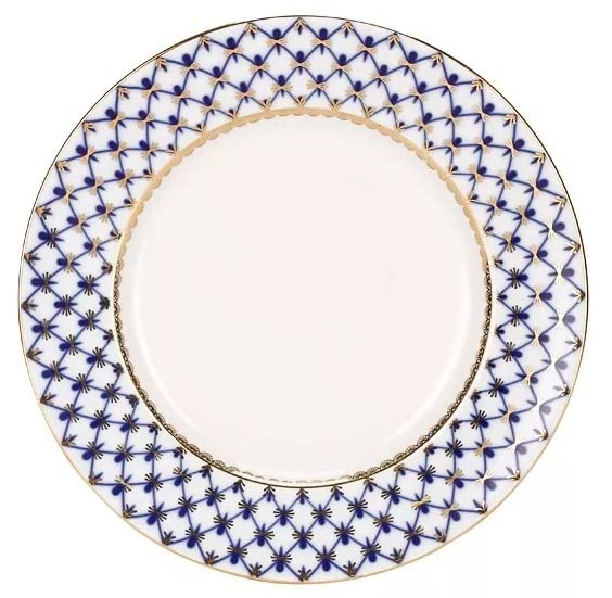 Lomonosov Porcelain Dinner Dessert Salad Soup Plate Cobalt Net Collection Smooth