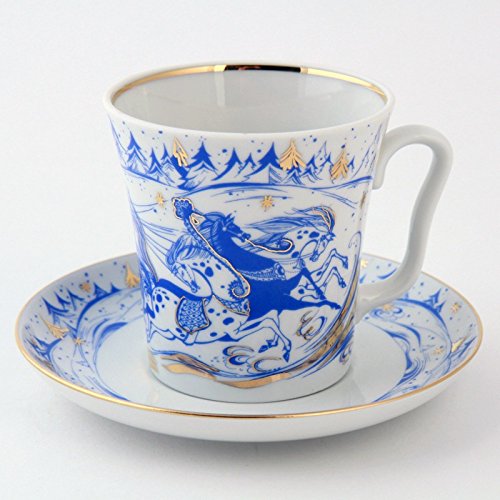 Troika Mug w/ Saucer. 12 Fl Oz. 22k Gold, Porcelain