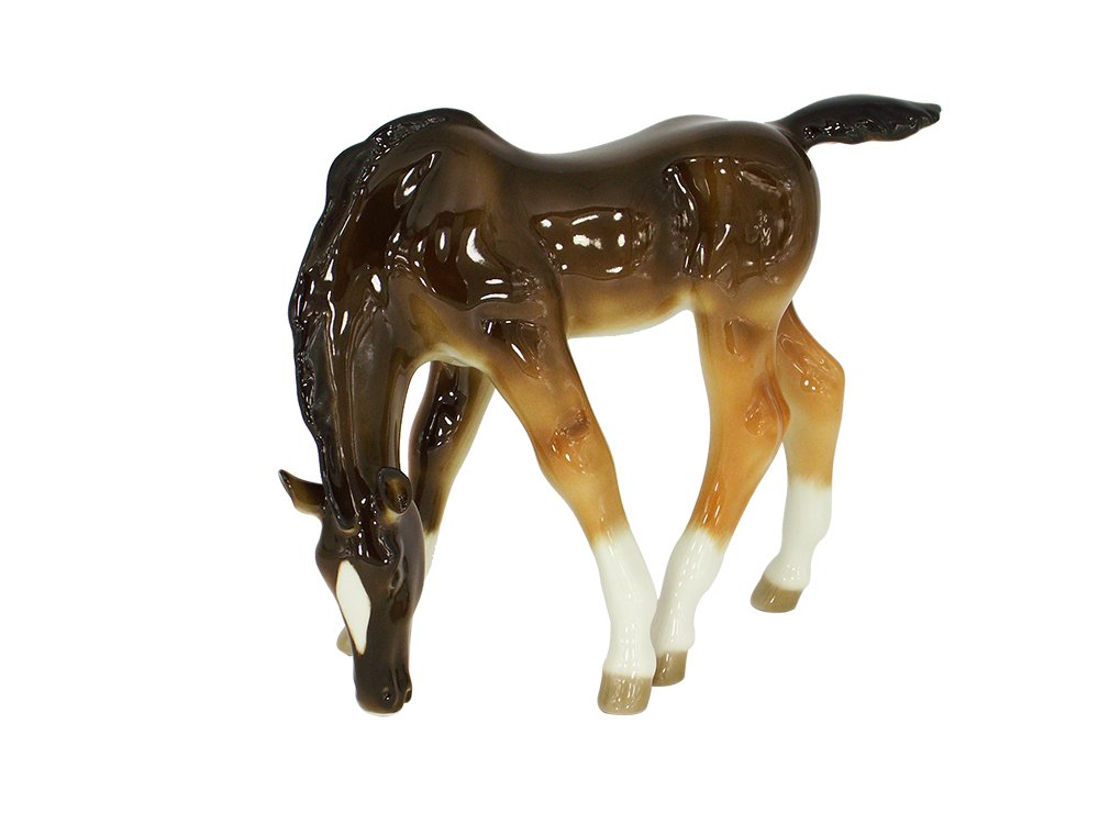 Horse Pasturing Drinking Chestnut Colt Lomonosov Porcelain Collectible Figurine