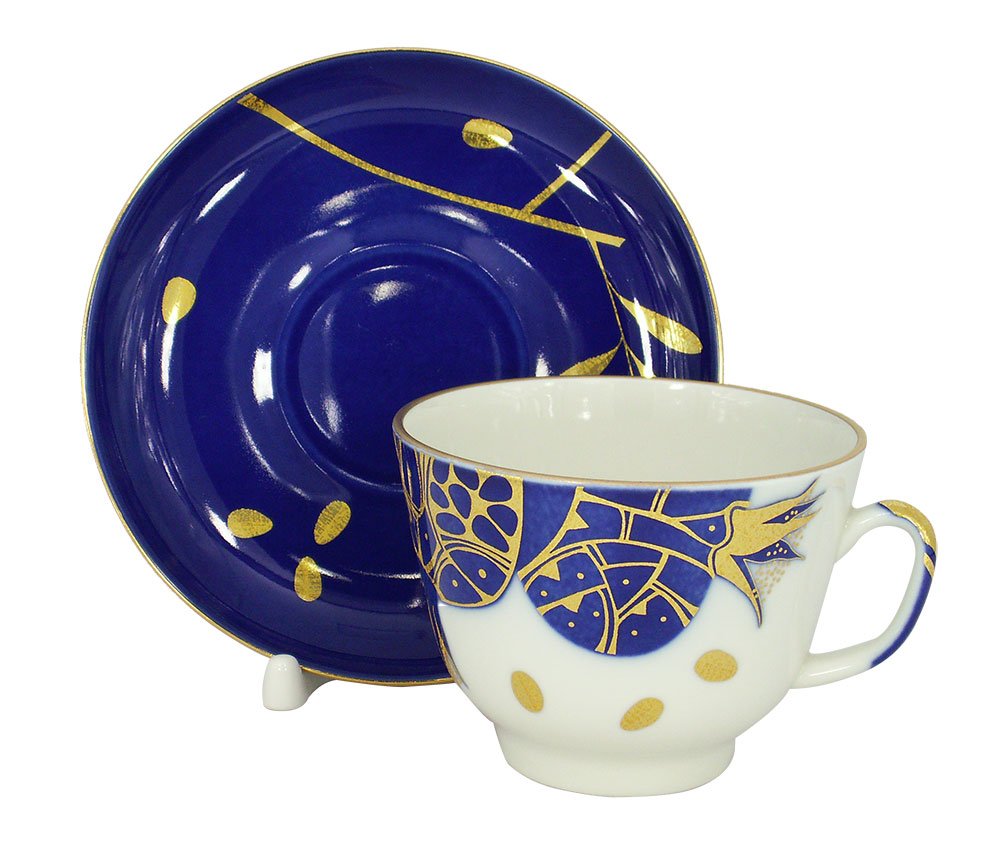 Lomonosov Porcelain Tea Set 2pc Cup and Saucer Golden Pomegranate 11.8 oz/350 ml