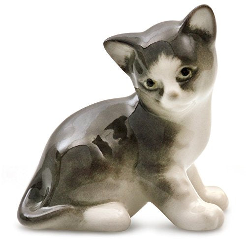 Gray Kitten Cat Lomonosov Porcelain Collectible Figurine