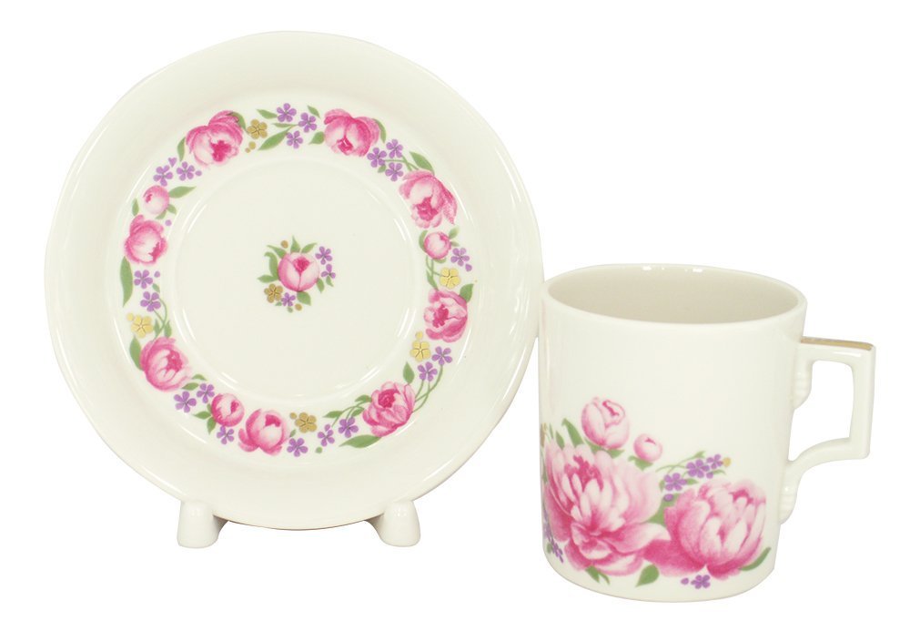 Lomonosov Porcelain Tea Cup with Saucer Romantic Date 7.4 oz/220 ml