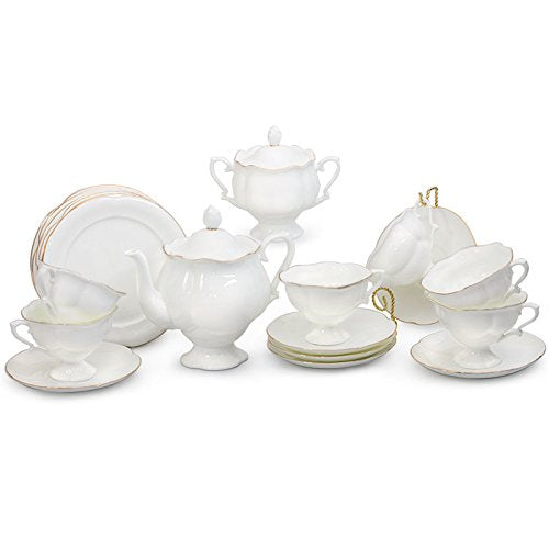 Imperial/Lomonosov Porcelain Golden Ribbon 20-Piece Tea Set for 6 Persons