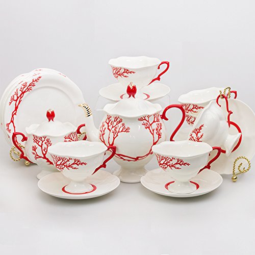 Imperial/Lomonosov Porcelain Tea Set 20 pc. for 6 persons 'Coral'