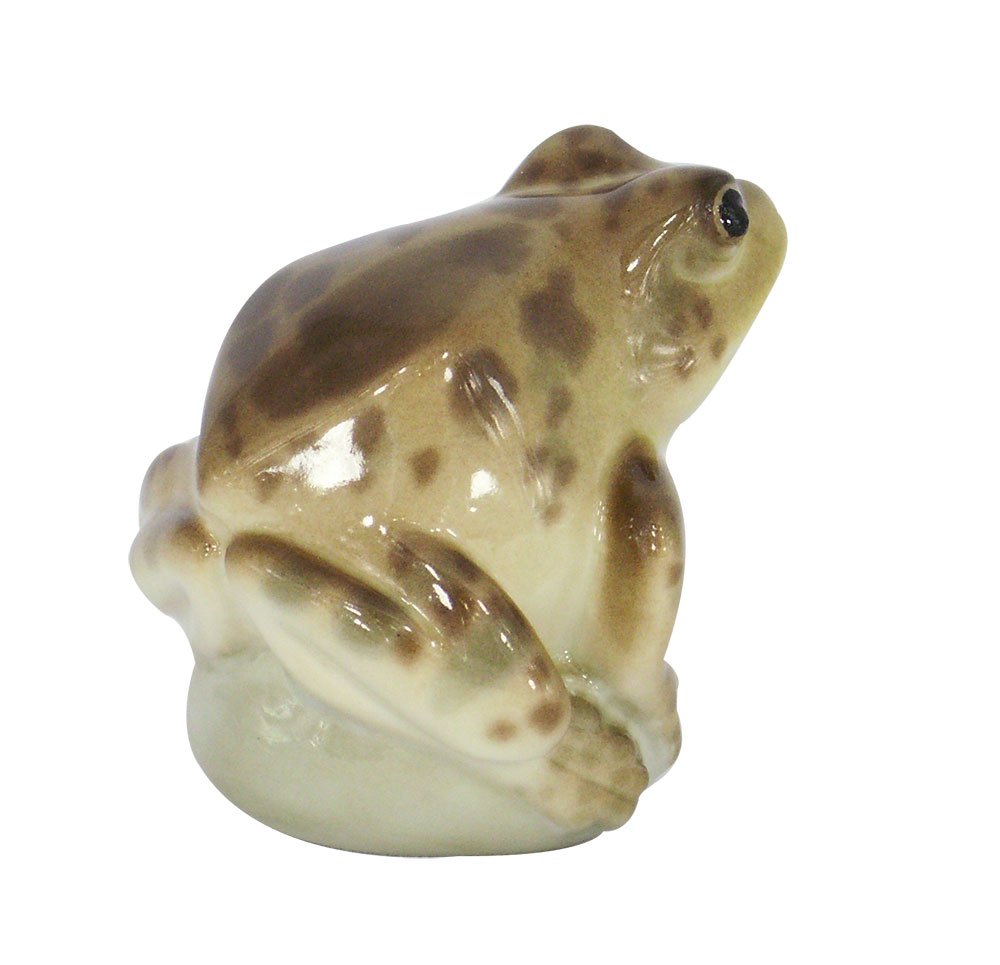 Frog on Rock Brown Colored Lomonosov Porcelain Collectible Figurine