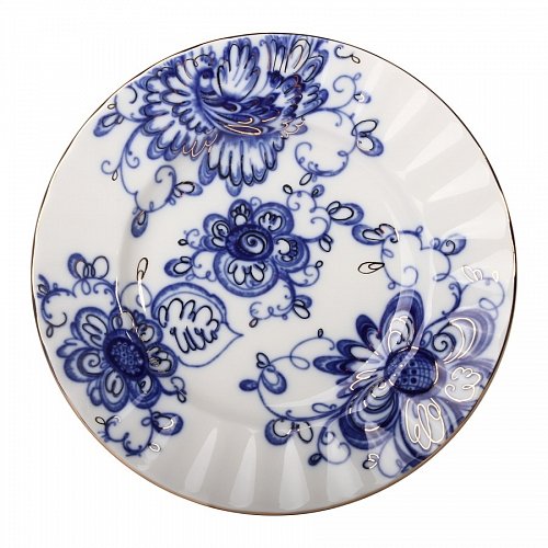 Lomonosov Porcelain Cake Dessert Plate Singing Garden Plate 7"