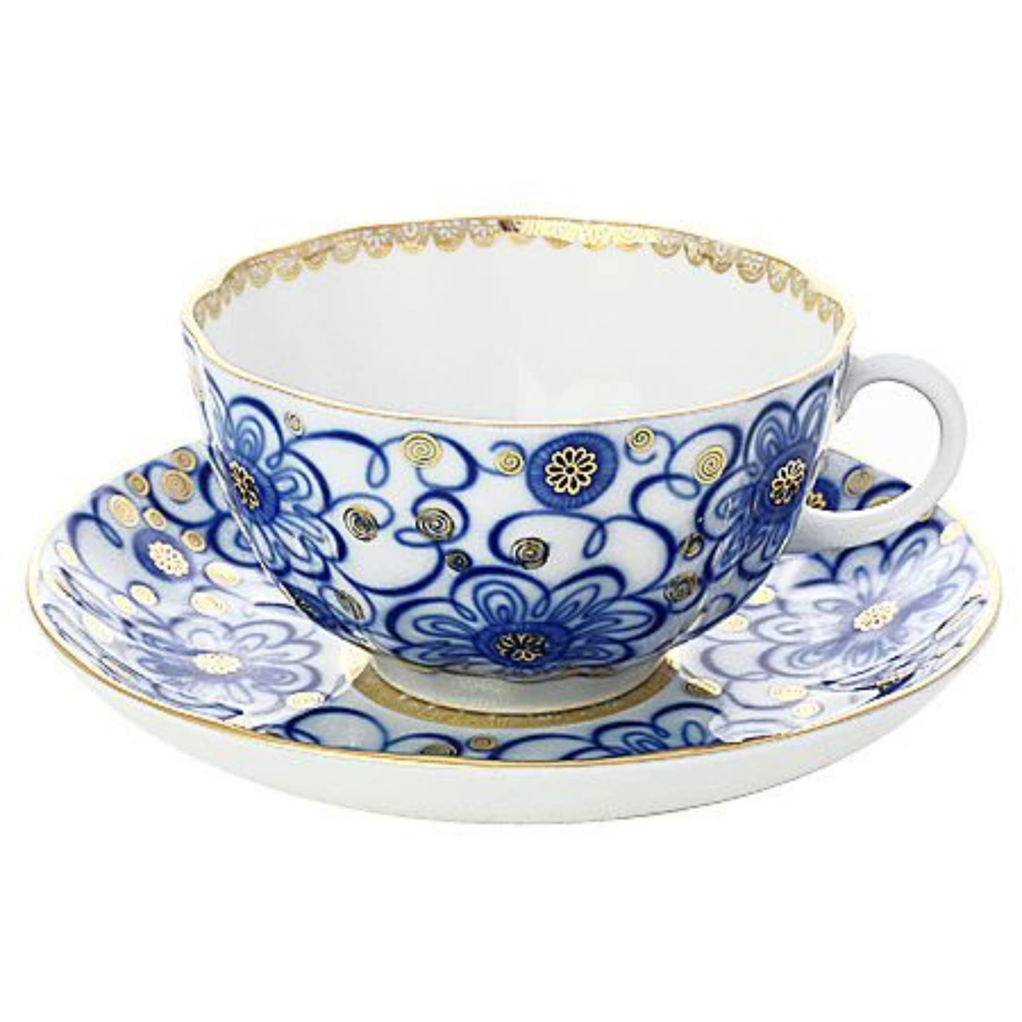 Imperial/Lomonosov Porcelain Teacup and Saucer Set 'Bindweed'