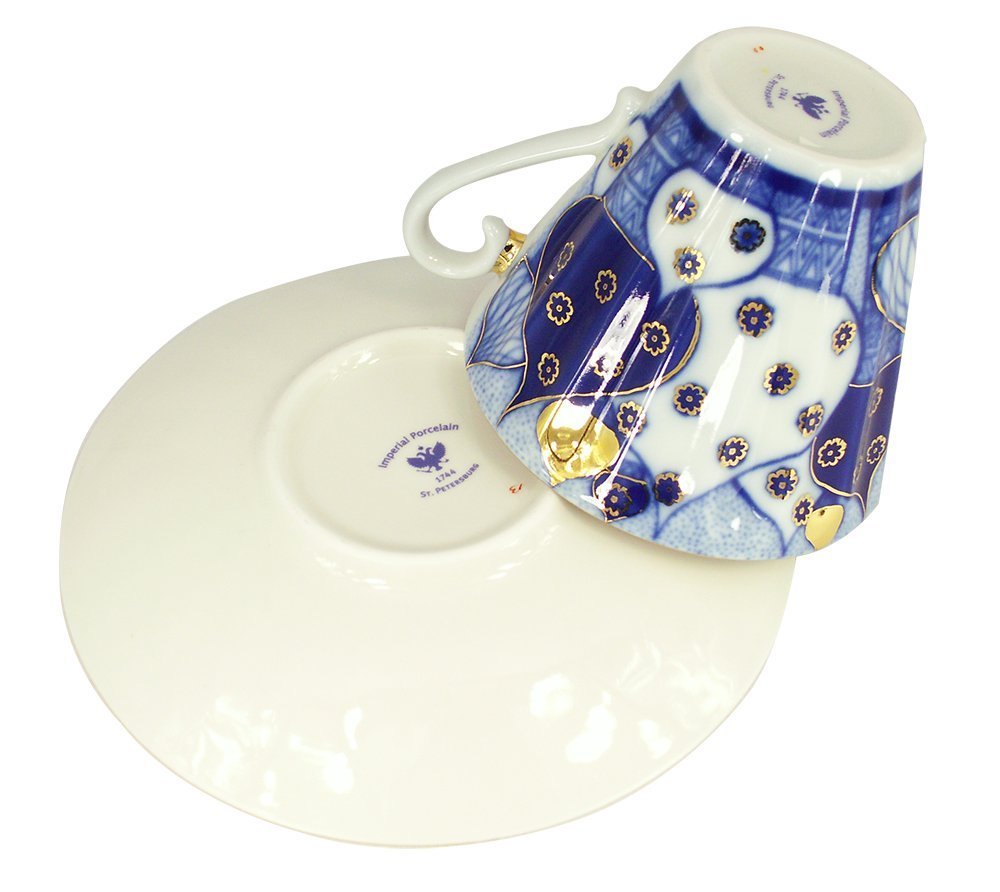 Lomonosov Porcelain Set Orthodox Church Bells 2pc Cup and Saucer 7.95 oz/235 ml