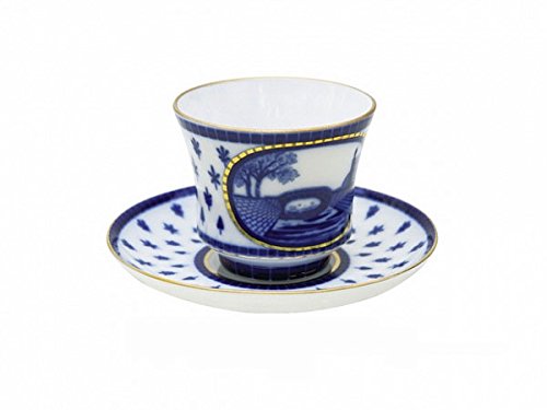 Lomonosov Porcelain Tea Cup and Saucer Banquet Swan Bridge 7.4 oz/220 ml