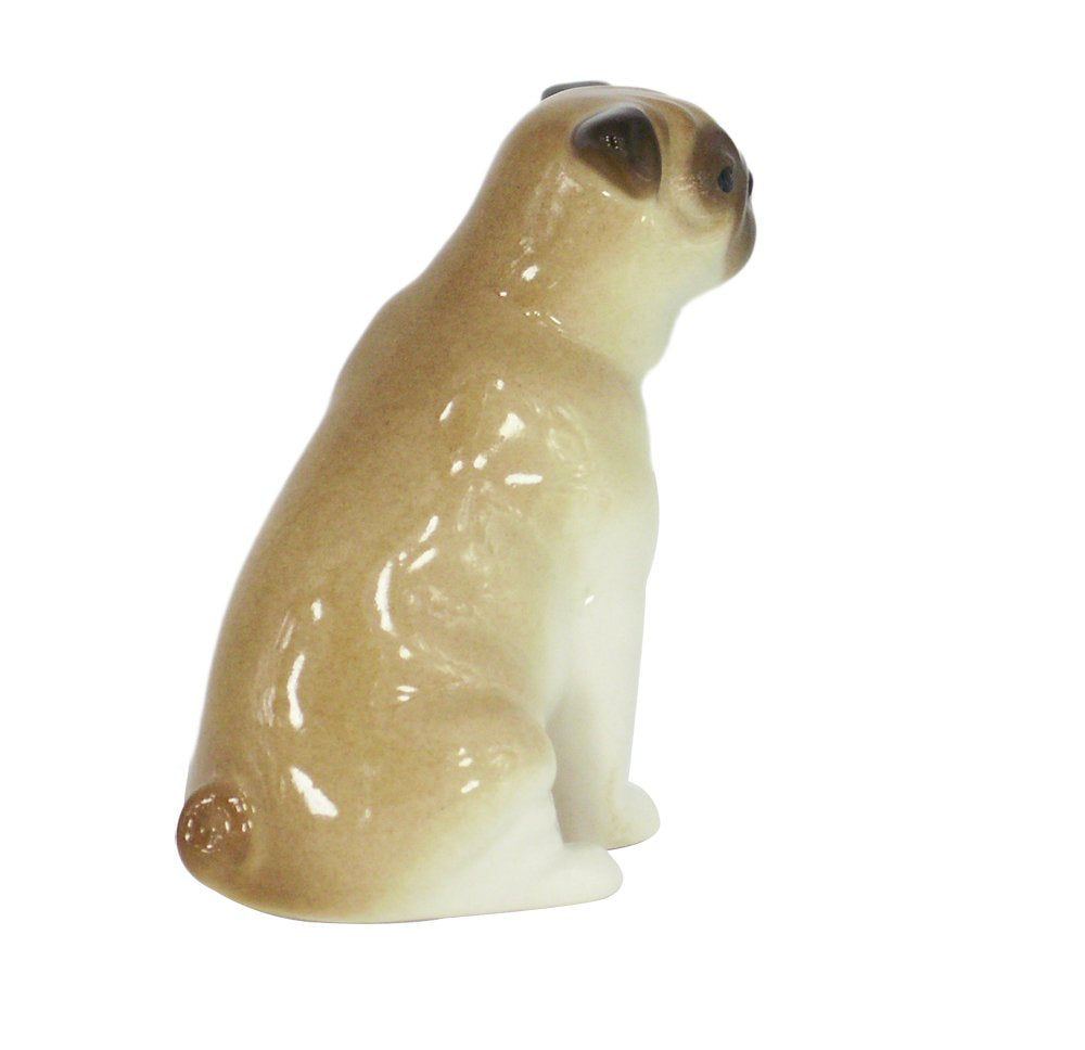 Pug Dog Sitting Lomonosov Porcelain Collectible Figurine