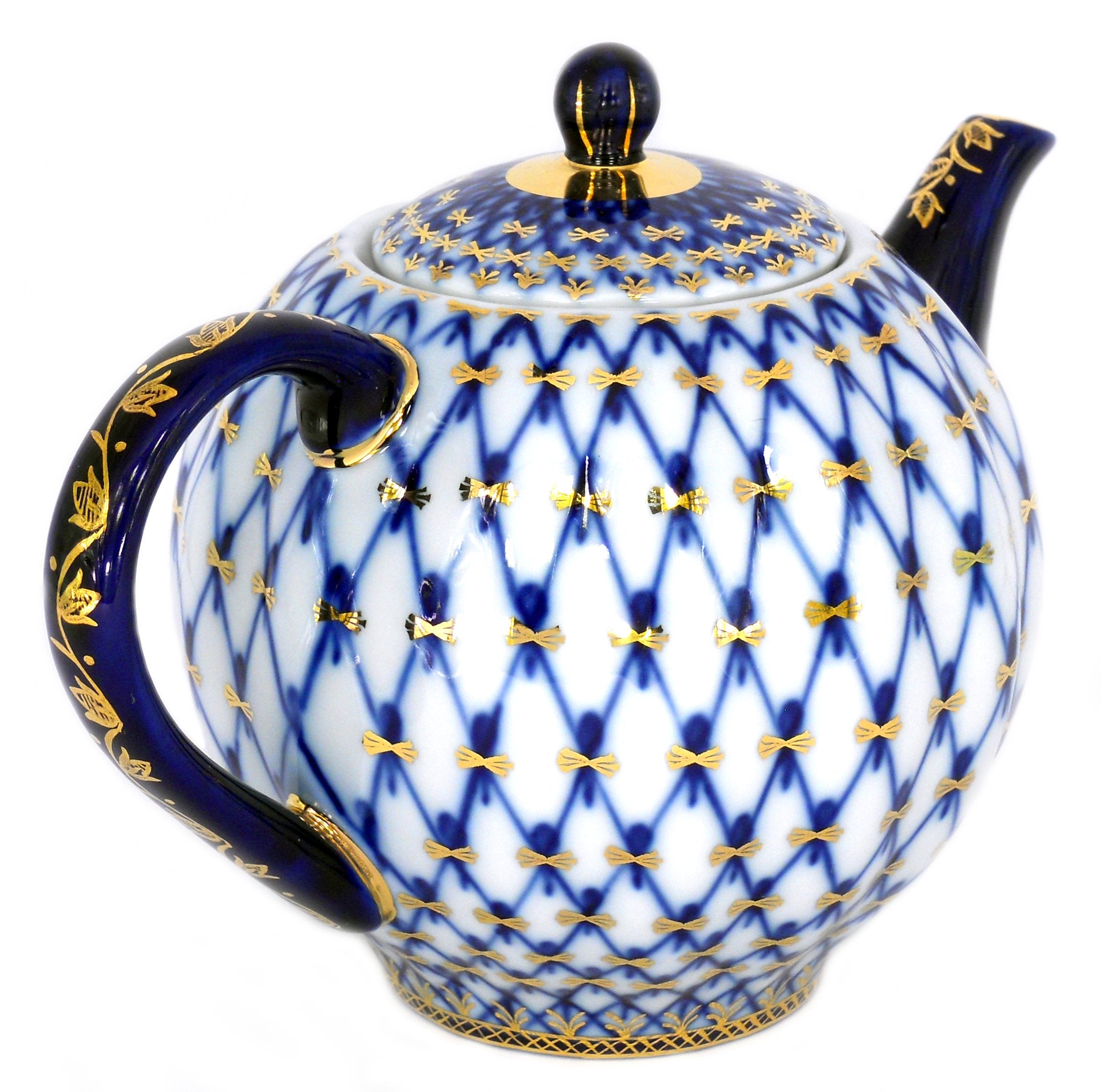 Lomonosov Porcelain Tulip Cobalt Net 3 Cups Teapot 20 oz/600 ml