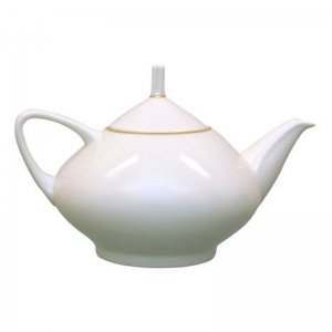 Lomonosov Porcelain Bone China Tea Pot Dome Golden Ribbon 47.3 fl.oz/1400 ml