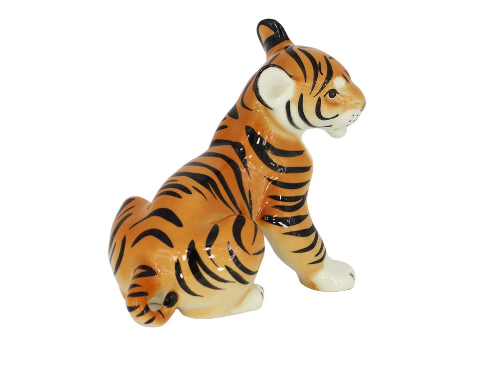Tiger Cub Sitting Lomonosov Porcelain Collectible Figurine