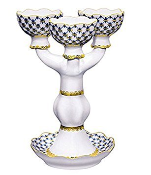 Candle Holder Cobalt Net for 3 Lomonosov Porcelain Decorative