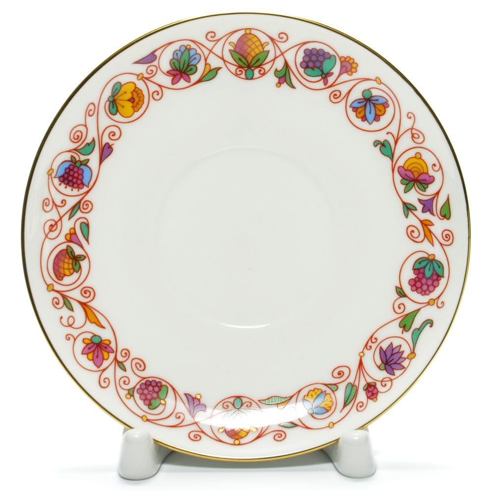 Lomonosov Porcelain Bone China Tea Set Cup, Saucer and Cake Plate Tsar Feodor Ioannovich 5.6 oz/165 ml, White, Blue, Red