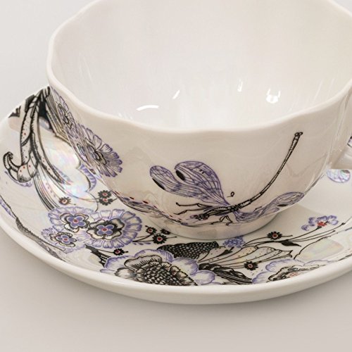 Imperial / Lomonosov Porcelain Teacup w/ Saucer 'Dragonfly Whisper'