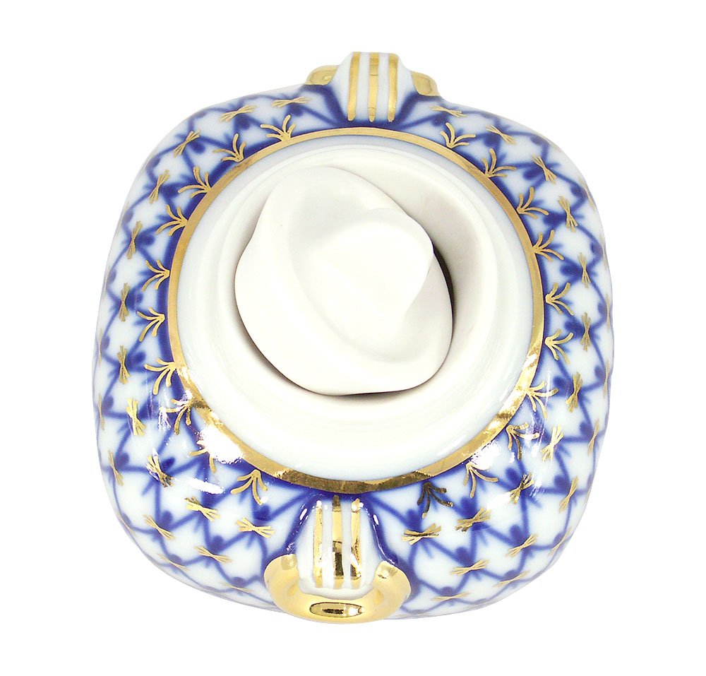 Lomonosov Porcelain Tea Caddy Ring Cobalt Net 11.8 oz/350 ml