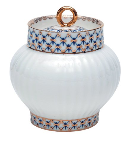 Lomonosov Porcelain Cobalt Net Wave Bone China Tea Set 20 pc