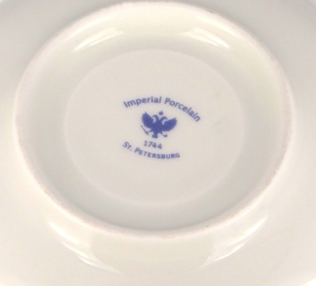 Lomonosov Imperial Porcelain Espresso Coffee Tea Cup with Saucer Cobalt Net