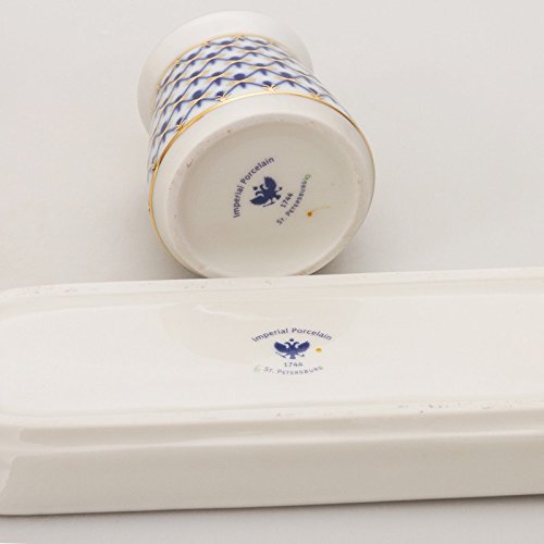 Imperial / Lomonosov Porcelain Spice Jar Set 'Cobalt Net'