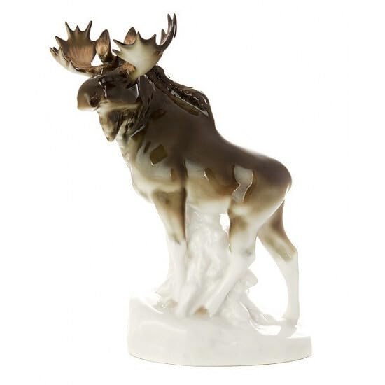 Moose Walking Lomonosov Porcelain Collectible Figurine