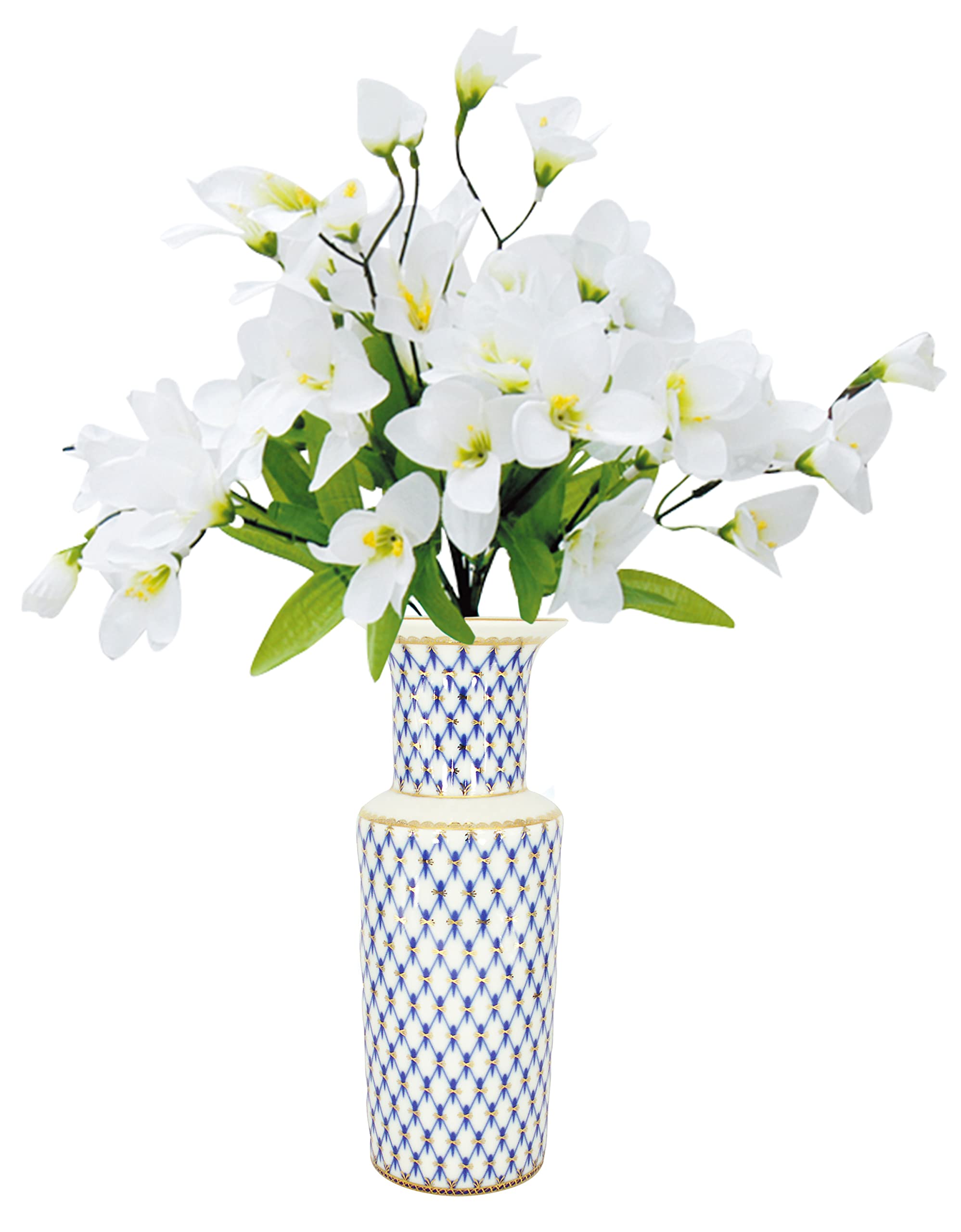 Flower Vase Cylinder Style Cobalt Net Lomonosov Porcelain