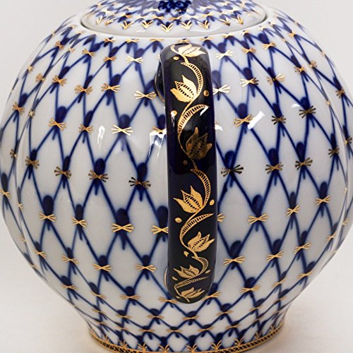 Imperial / Lomonosov Porcelain Teapot 'Cobalt Net' 2 Liters