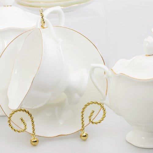 Imperial/Lomonosov Porcelain Golden Ribbon 20-Piece Tea Set for 6 Persons