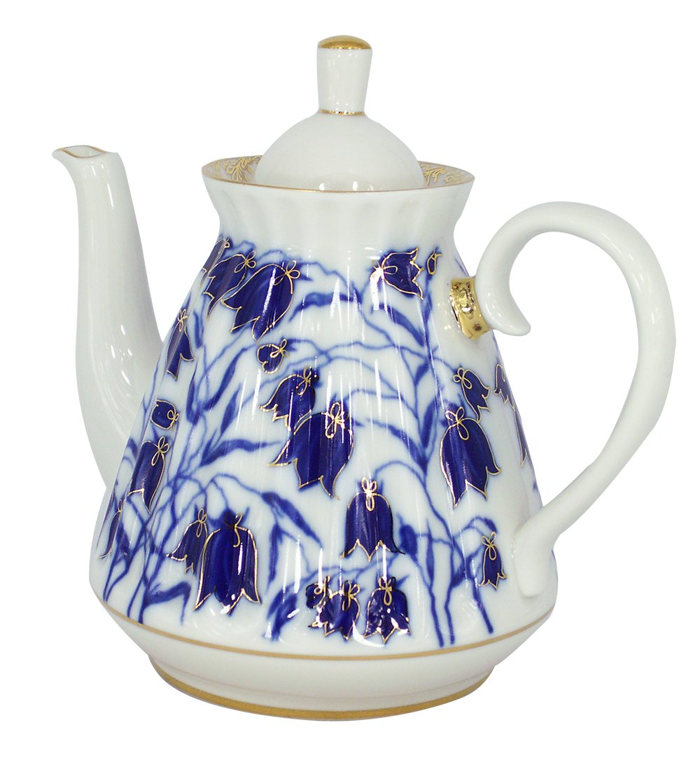 Lomonosov Porcelain 5 Cups Tea Pot 25 ounces/750 mililiter Blue Bells