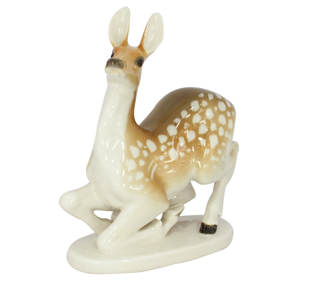 Fallow Deer Doe Lomonosov Porcelain Collectible Figurine