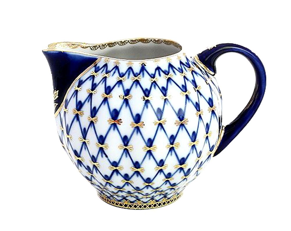 Lomonosov Porcelain Cobalt Net Creamer 22 Karat Gold