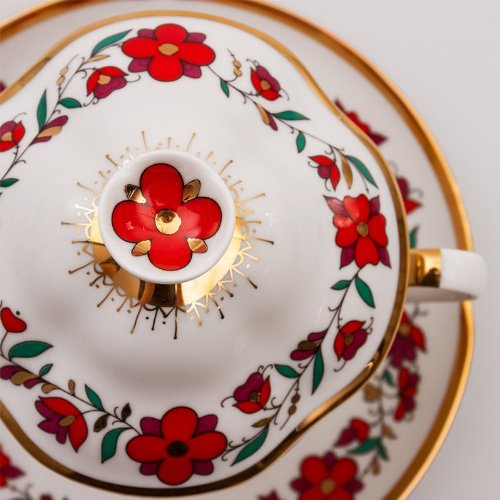 Imperial / Lomonosov Porcelain Souvenir Teacup w/ Saucer and Lid