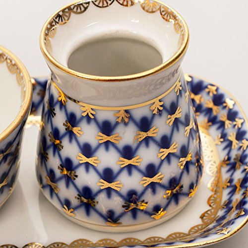 Imperial / Lomonosov Porcelain Spice Jar Set 'Cobalt Net'