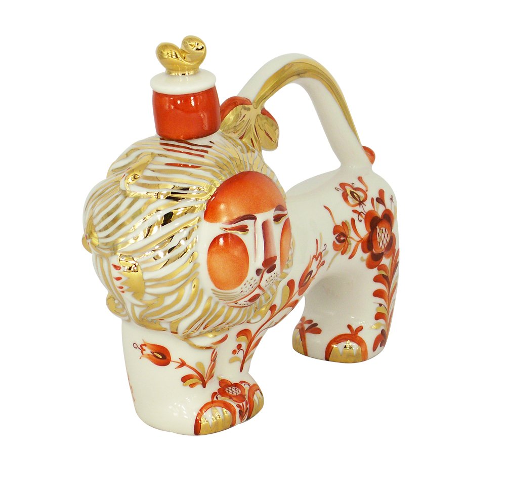 Lomonosov Porcelain Red Lion Wine Decanter 12.8 fl.oz/380 ml