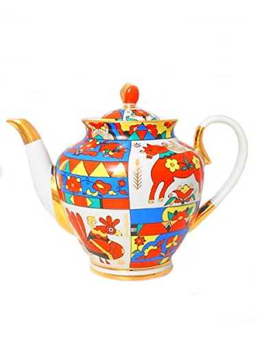Lomonosov Porcelain Teapot Spring Folk Designs 27 oz/800 ml